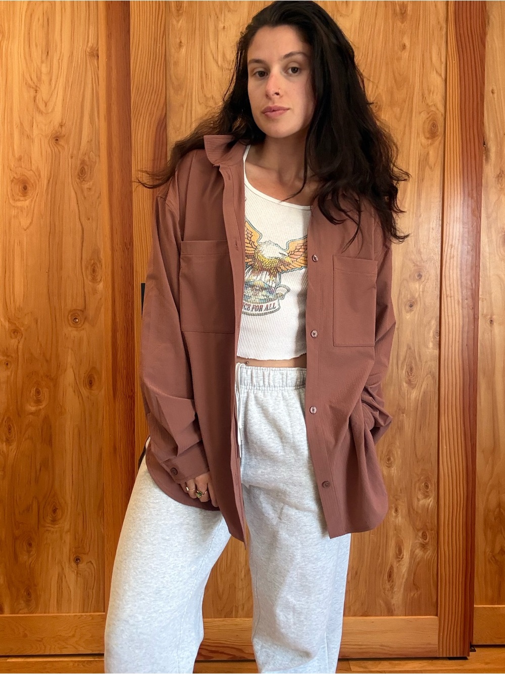 ALO Dreamscape Chestnut Button Down - Picture 3 of 6